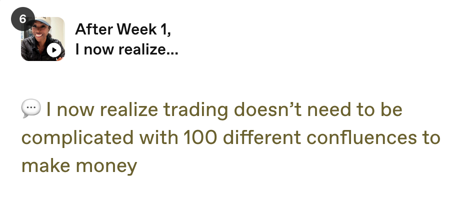 Student after week 1: trading doesn't need to be complicated to make money